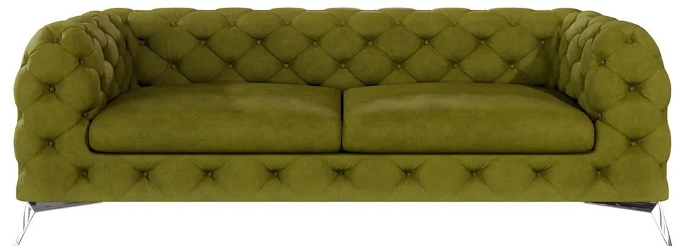 Zöld bársony kanapé 225 cm Chelsea – Ropez