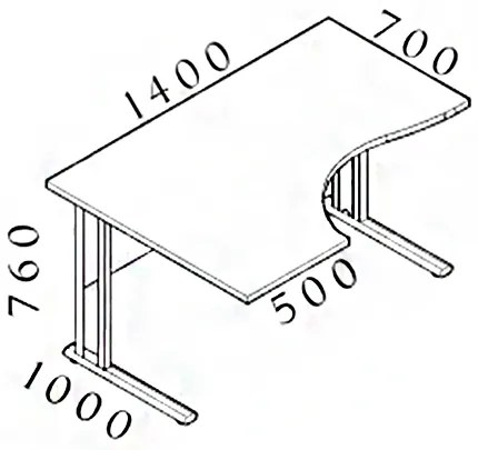 Visio ergonomikus asztal 140 x 100 cm, bal, juhar