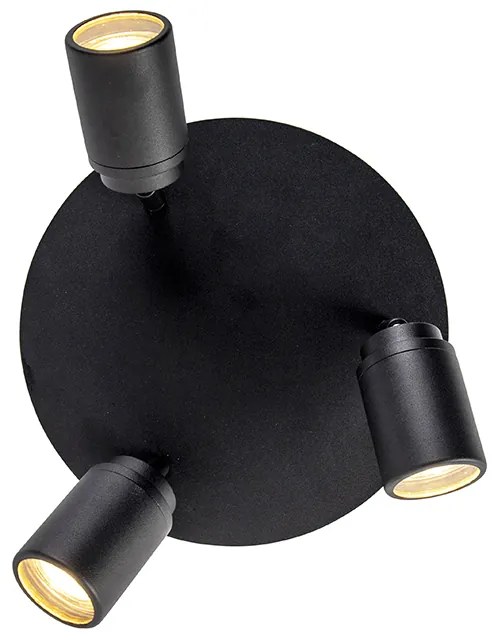 Modern fürdőszoba spotlámpa fekete 3-lámpás IP44 - Ducha