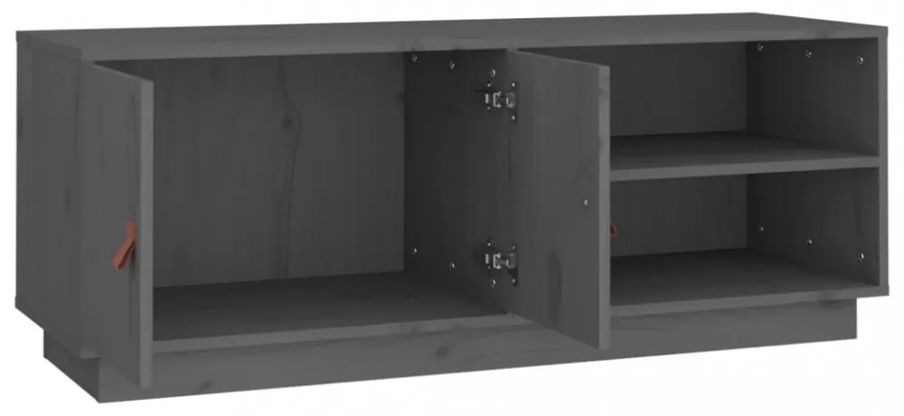szürke tömör fenyőfa TV-szekrény 105x34x40 cm