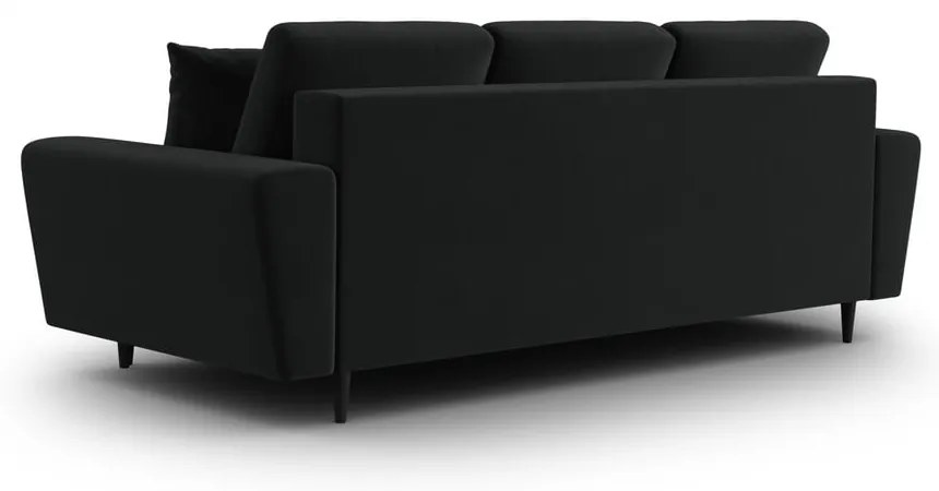 Fekete bársony kinyitható tárolóhelyes kanapé 235 cm Kyoto – Cosmopolitan Design