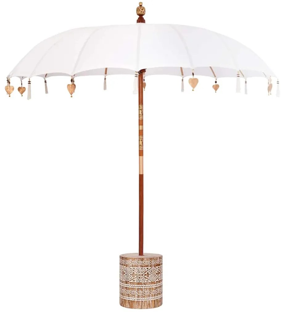 Balinéz Napernyő Krém 210-220 cm Pamut, tömör fa