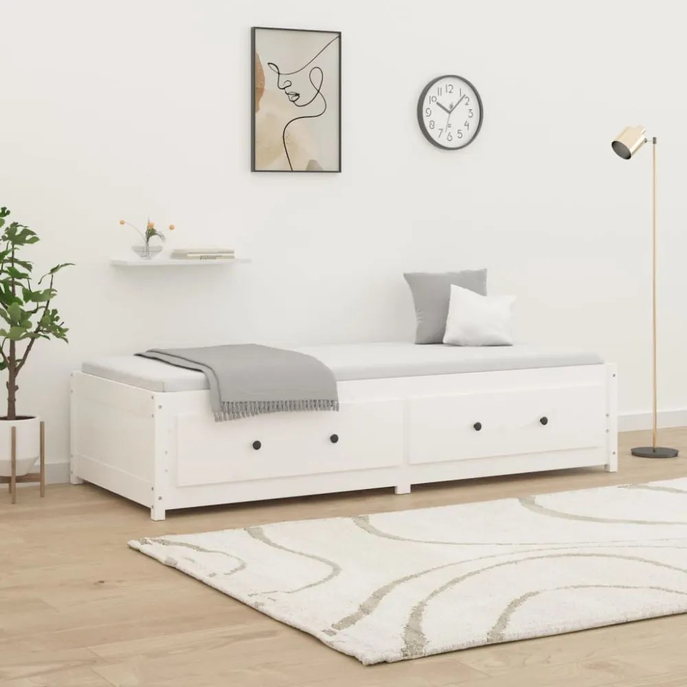 fehér tömör fenyőfa kanapéágy 90 x 190 cm (Single)