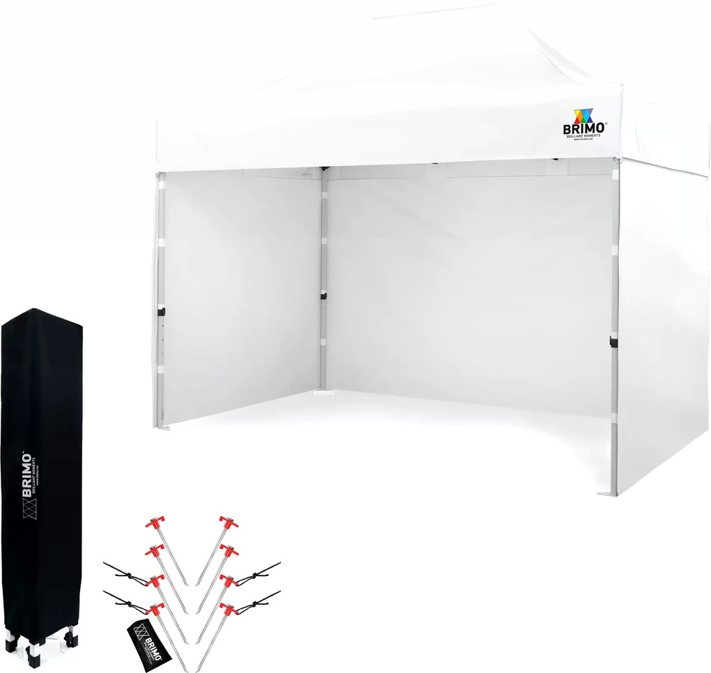 Árusító sátor 2x3 m SZUPER Acél | Felállítás 2 perc alatt - plusz 3 oldalfal - Fehér