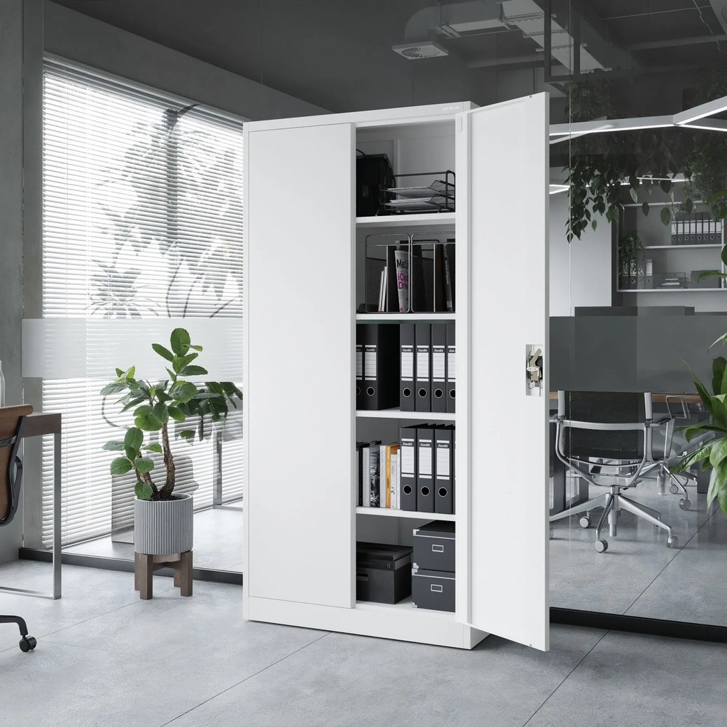 Fém iratszekrény JAN, 900 x 1850 x 400 mm, fehér