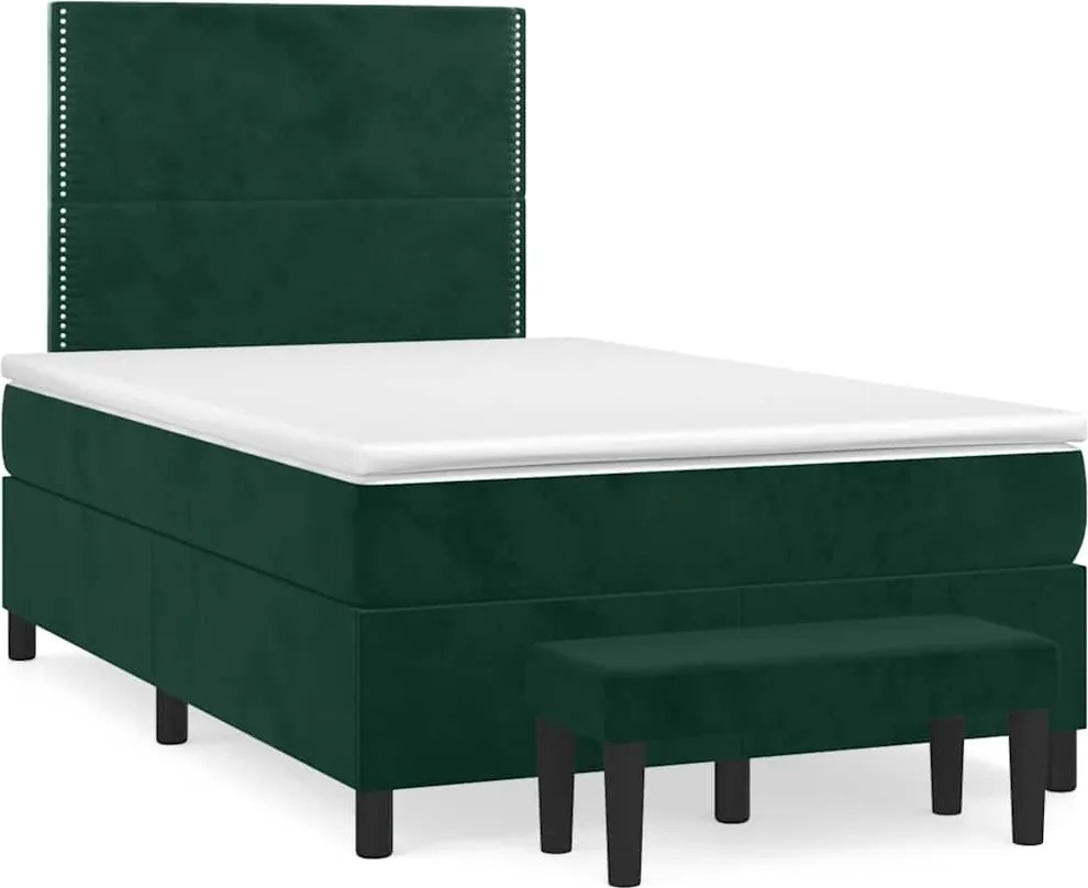 vidaXL sötétzöld bársony rugós ágy matraccal 120 x 200 cm