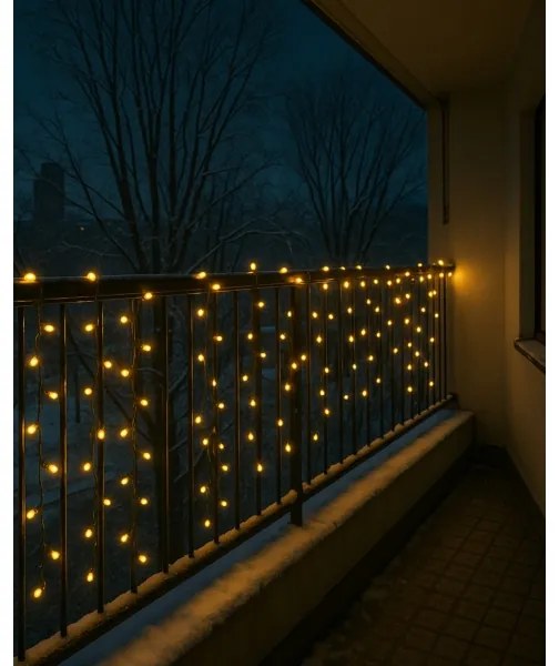 LED karácsonyi kültéri fényfüzér, 200 LED/230V, 7,6 m, IP44, fekete