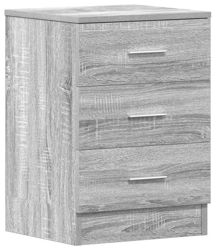 2 db szürke sonoma színű szerelt fa éjjeliszekrény 38x35x56 cm