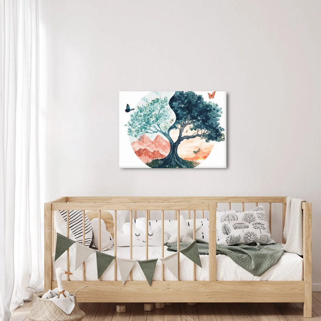 Kép – Akvarellfa tele élettel (70x50 cm)