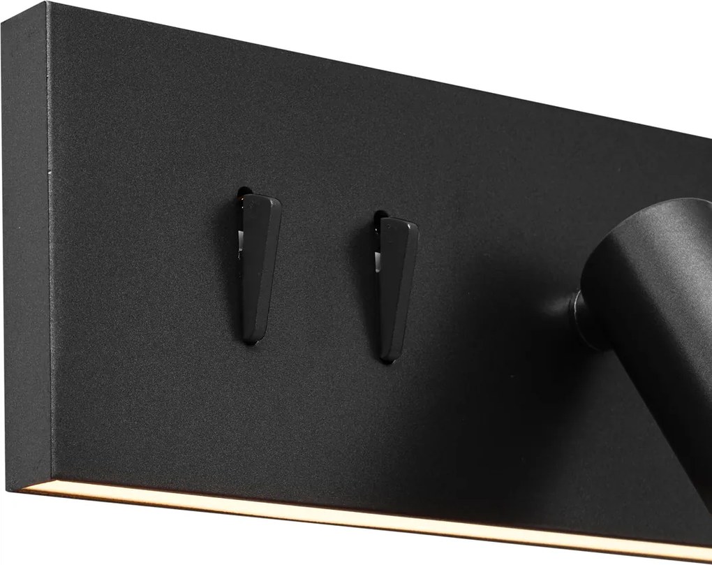 Modern fekete állítható fali lámpa USB-C csatlakozóval, LED-del - Modric