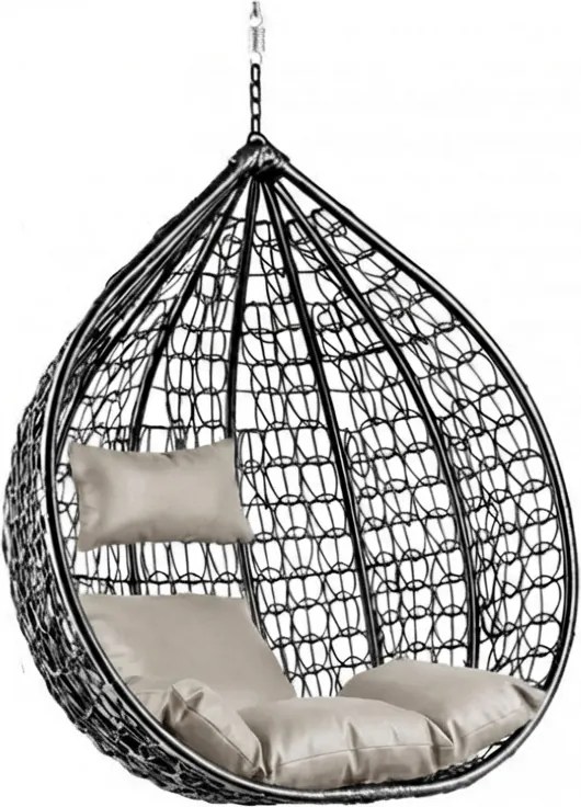 Fekete függőszék KOKON állvány nélkül, világos párna