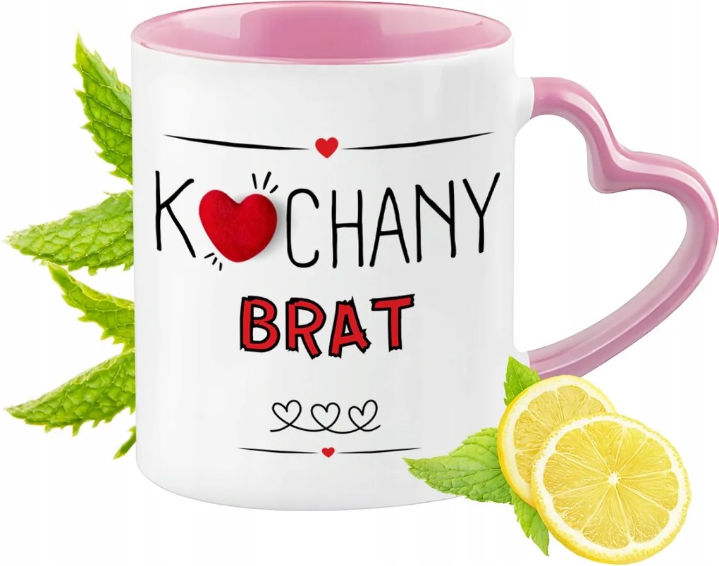 Bögre Testvérnek Rózsaszín Szív Alakú Füllel Kávé Ajándék