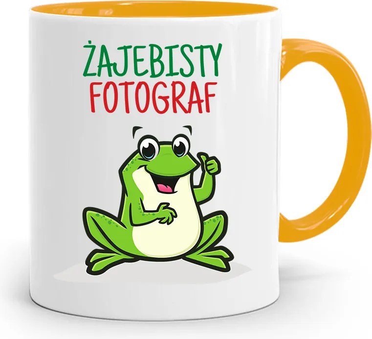 Sárga Fotós Bögre Békás Fotós Ajándék fényképes nyomattal