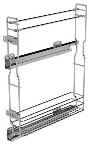 Konyhai fémrács, 150mm, bal oldalra szerelhető, króm, teljes kihúzás, csillapított záródás, rejtett fióksín, 1 kosár, konyharuha tartóval SIGE, Green ...