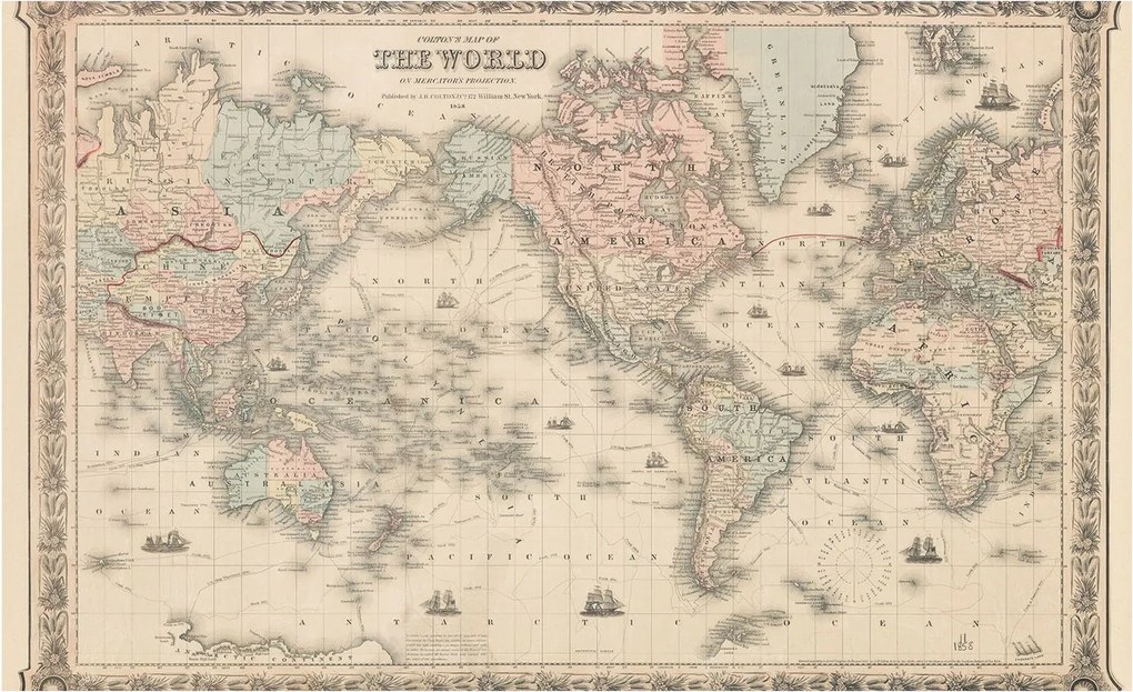 Divatos Flizelin Tapéta Fali Furnér Történelmi térkép 416x254 Ragasztó