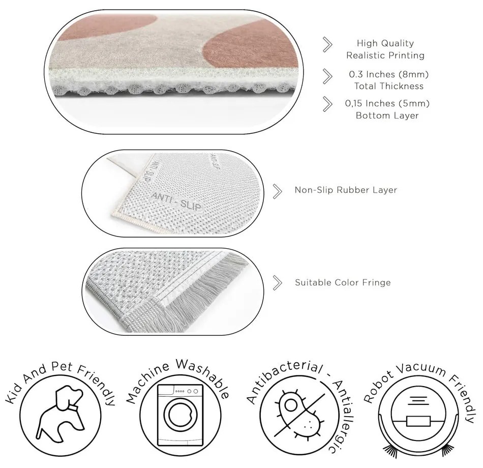 Rózsaszín mosható futószőnyeg 60x230 cm Strawberry Latte – Mila Home