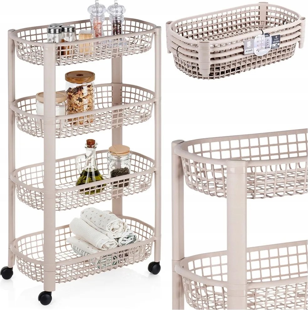 Gurulós babakocsi konyha fürdőszoba polc szekrény tároló kosarak