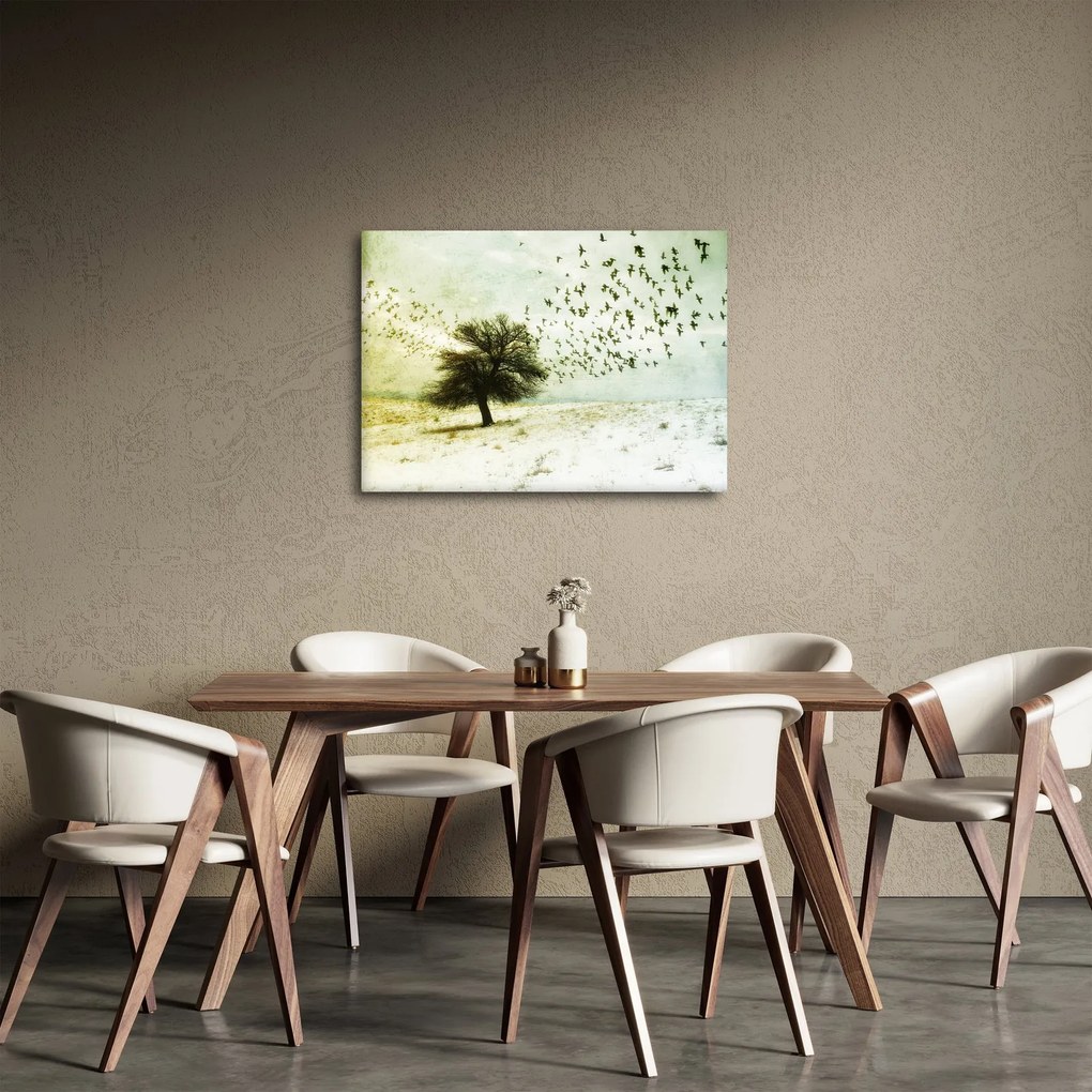Kép - Festett madárállomány (70x50 cm)