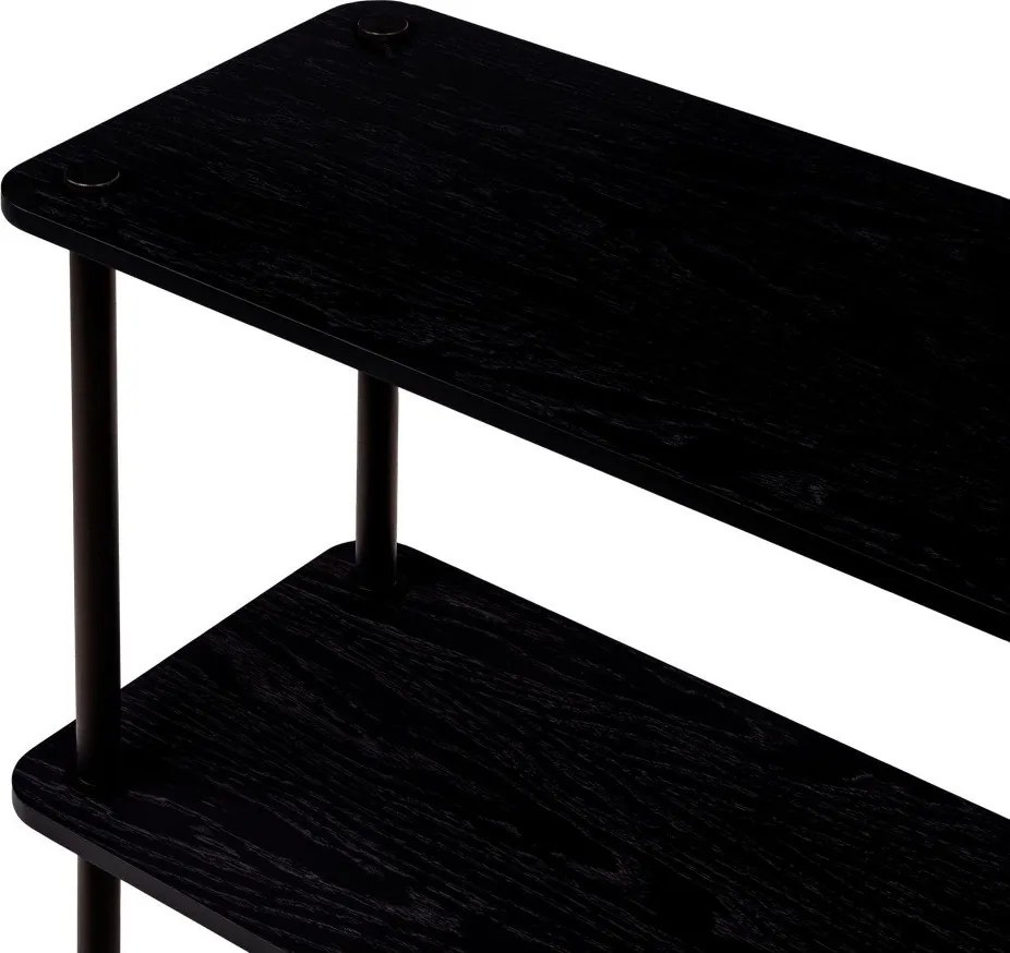 Fekete polcos állvány tölgyfa dekorral 80x163x35 cm Teidi – noo.ma