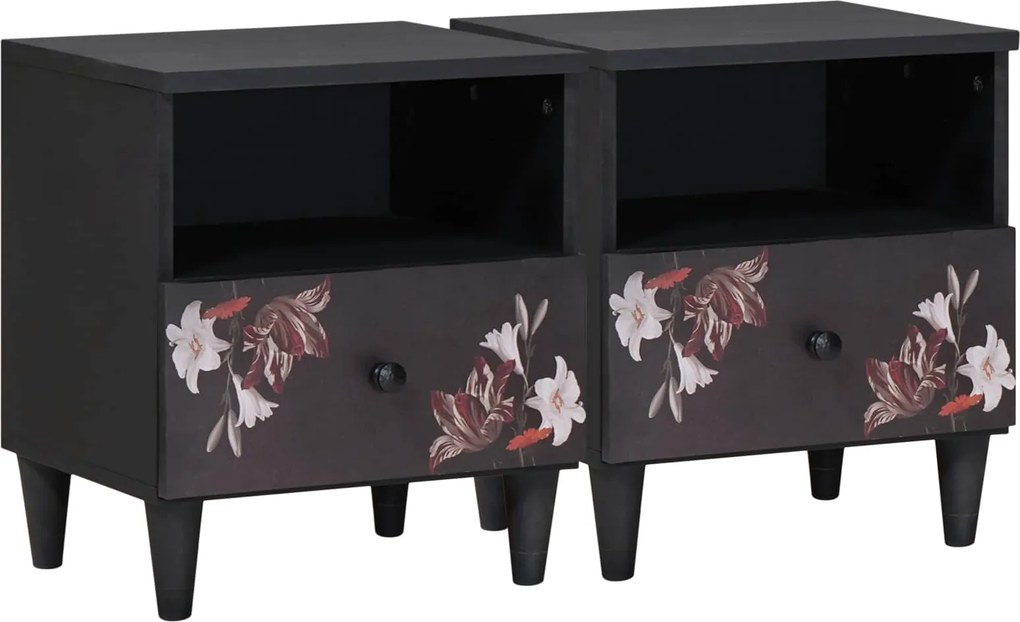 vidaXL Éjjeli asztal 2 pcs Barna 40 x 33 x 46 cm Tömör Mangófát