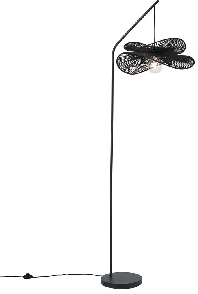 Art Deco állólámpa fekete, fekete lámpabúrával - Nest