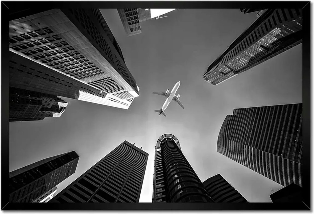 Poszterek keretben 60x40 Repülőgép a város felett