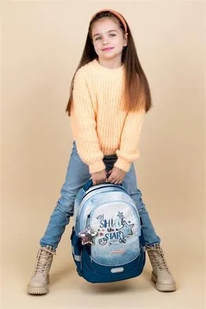Iskolatáska, cipzáras, BELMIL Leisure Plus Shine like a Star Jeans, csillag (BL338878L)