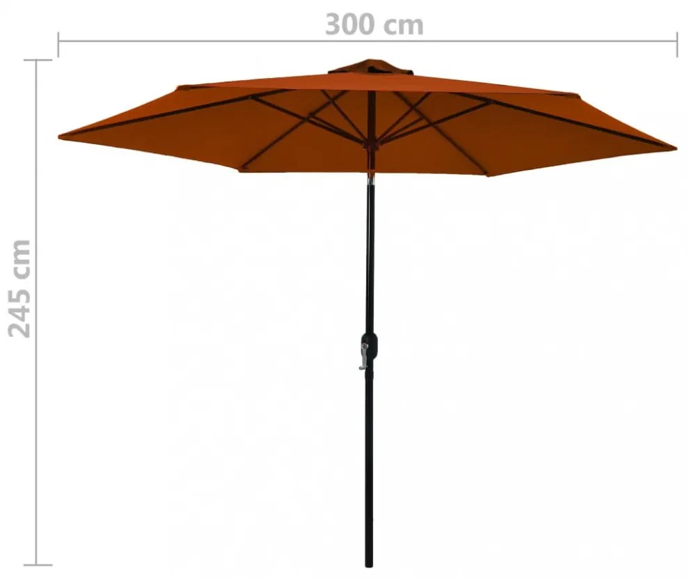 terrakotta színű kültéri napernyő fémrúddal 300 cm