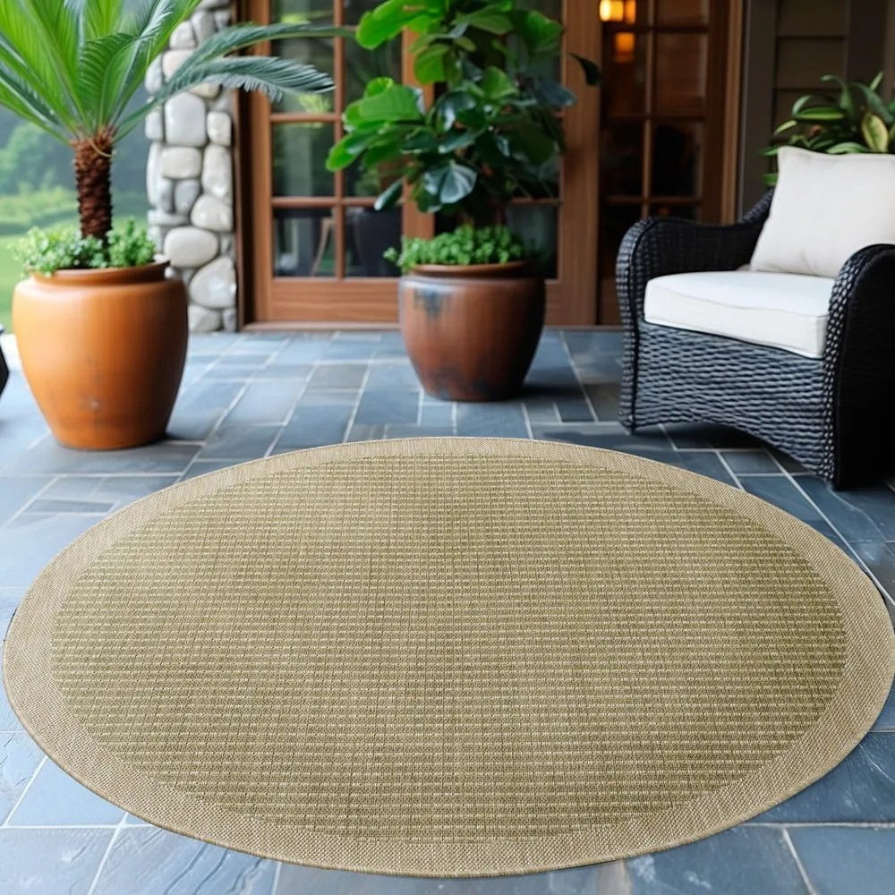 Khaki kerek kültéri-beltéri szőnyeg ø 160 cm Giza 1410 – Ayyildiz Carpets