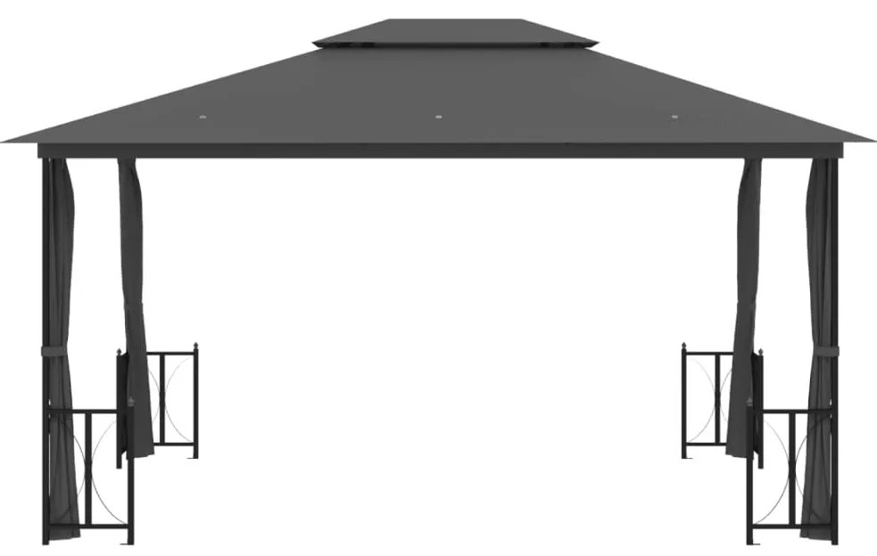 Antracitszürke pavilon oldalfalakkal és dupla tetővel 3x4 m