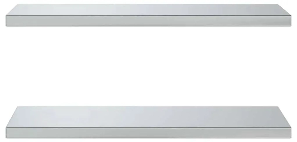 2 db ezüstszínű rozsdamentes acél fali polc 75 x 30 x 3 cm