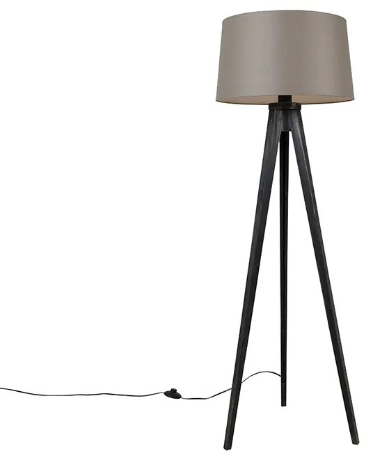 Háromlábú fekete lámpa vászon búrával bézs színben 45 cm - Tripod Classic