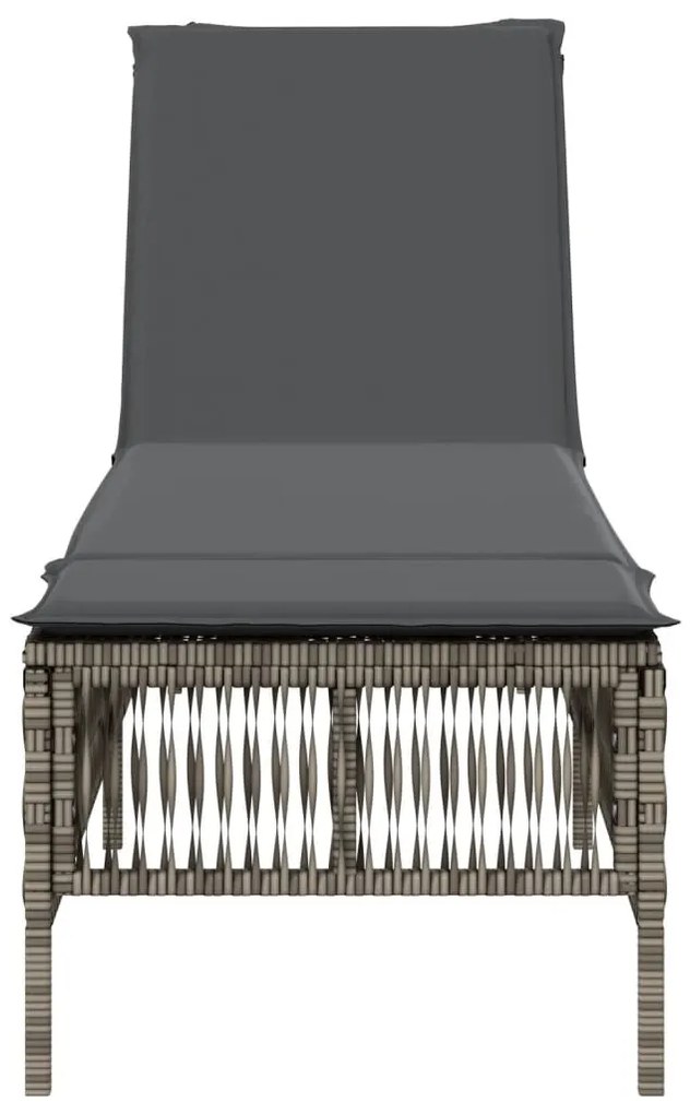 Szürke polyrattan napozóágy párnával