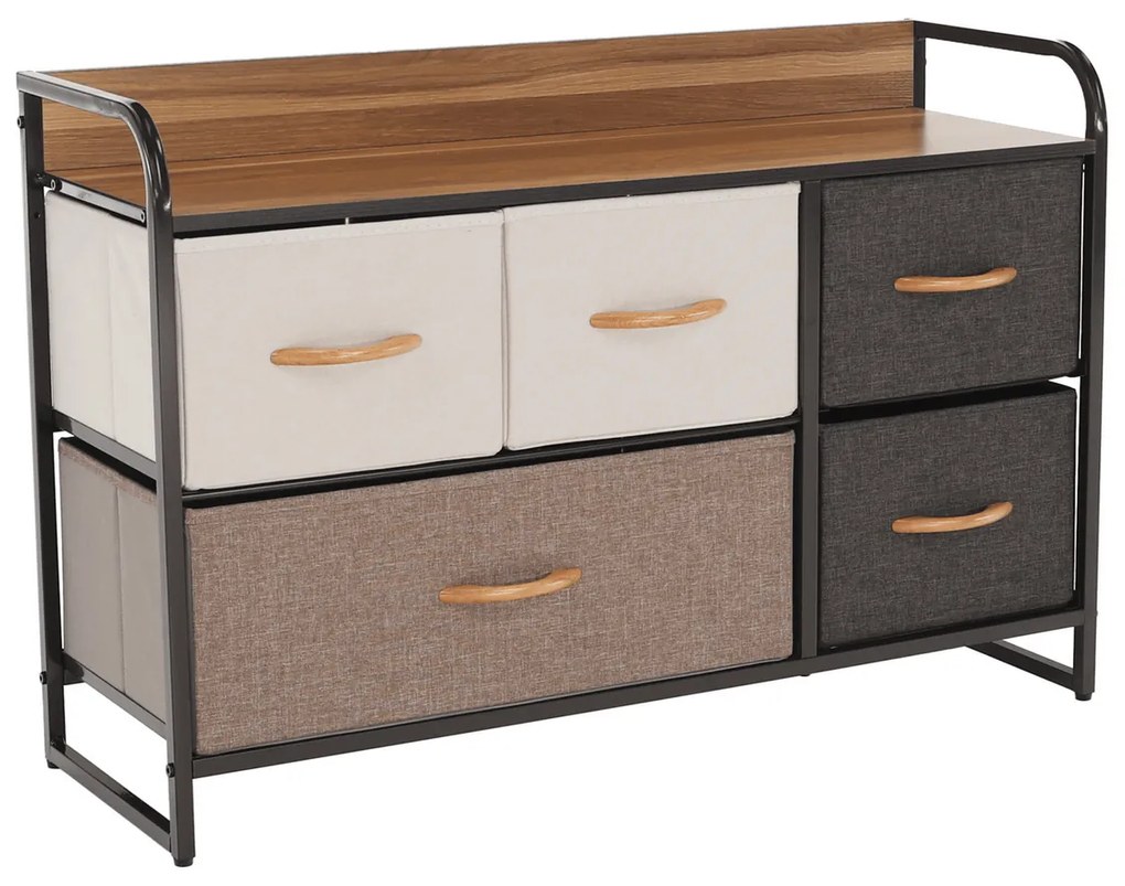 HAZEL TYP 4 szekrény szövet fiókokkal, barna, S