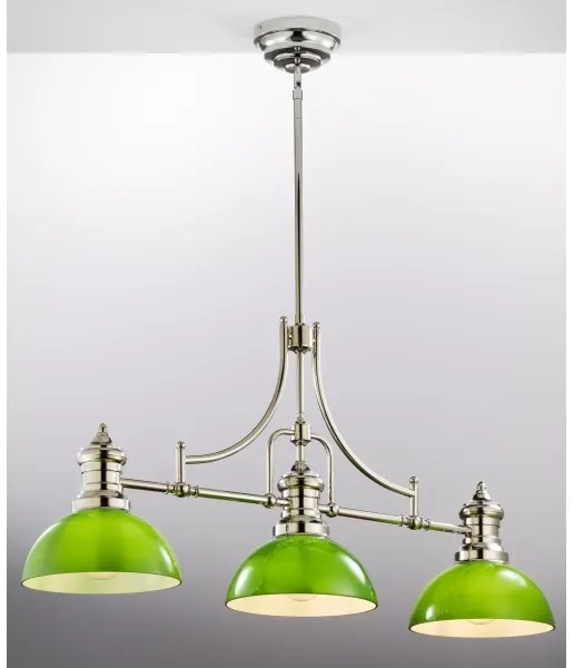 Jupiter 2072 - PLATINO rúdon szerelt csillár 3xE27/15W/230V zöld/fényes króm