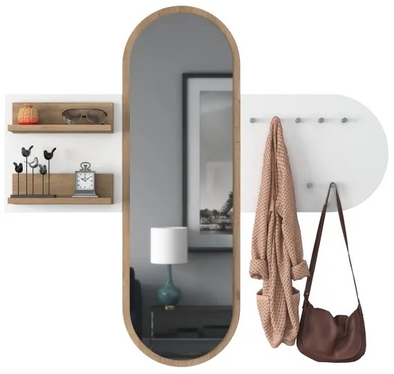 Fali tükör RANI 125x120 cm fehér/barna