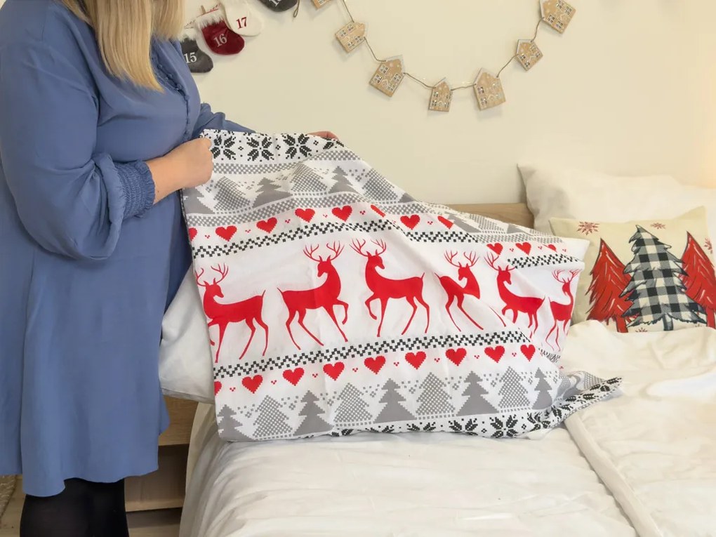 Flanel ágynemű DEER DREAMS fehér Ágyneműhuzat mérete: 70 x 90 cm | 140 x 220 cm