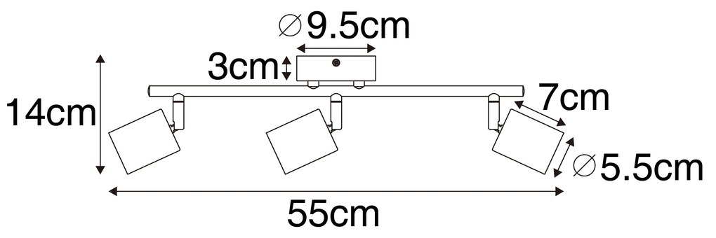 Ipari reflektor fekete fával, dönthető, 3 lámpás - Jeana
