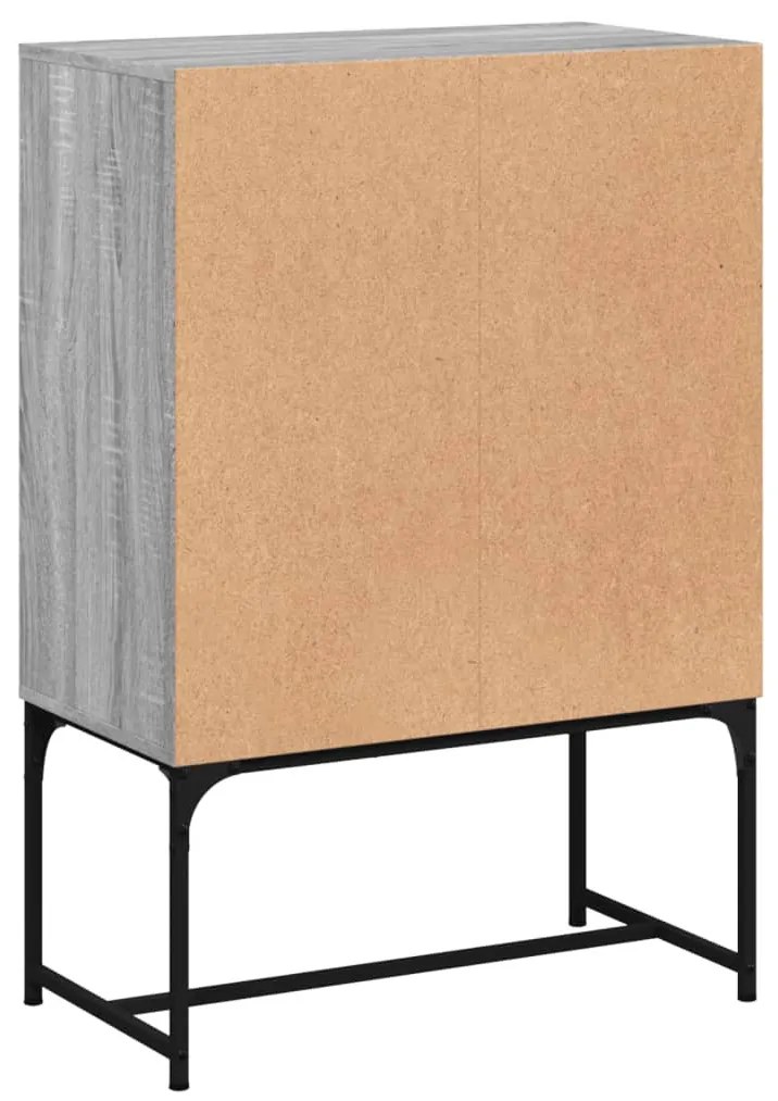 szürke sonoma színű kisszekrény üvegajtókkal 69x37x100 cm
