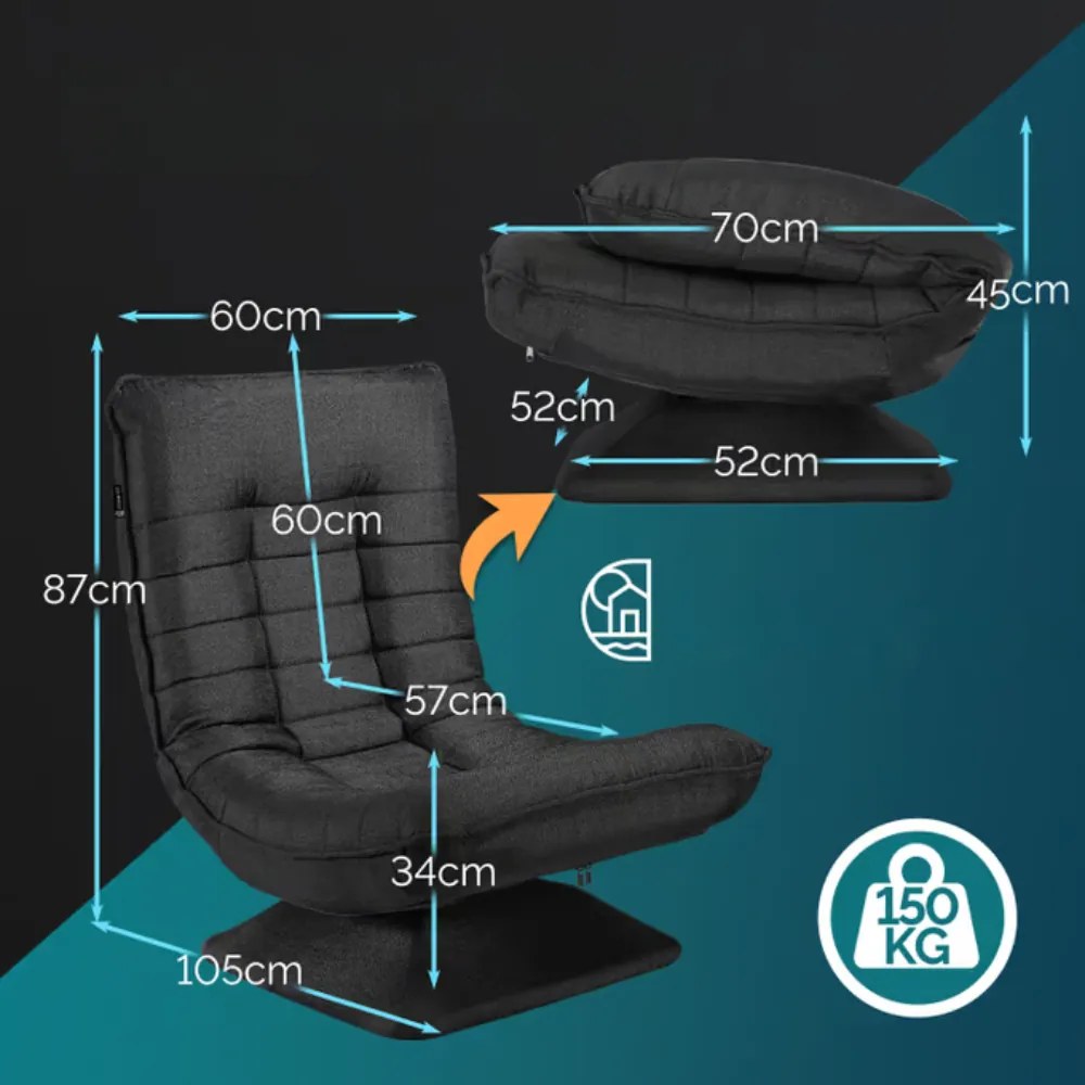 ABERDEEN napozó fotel 87×60×105cm, fekete Casaria