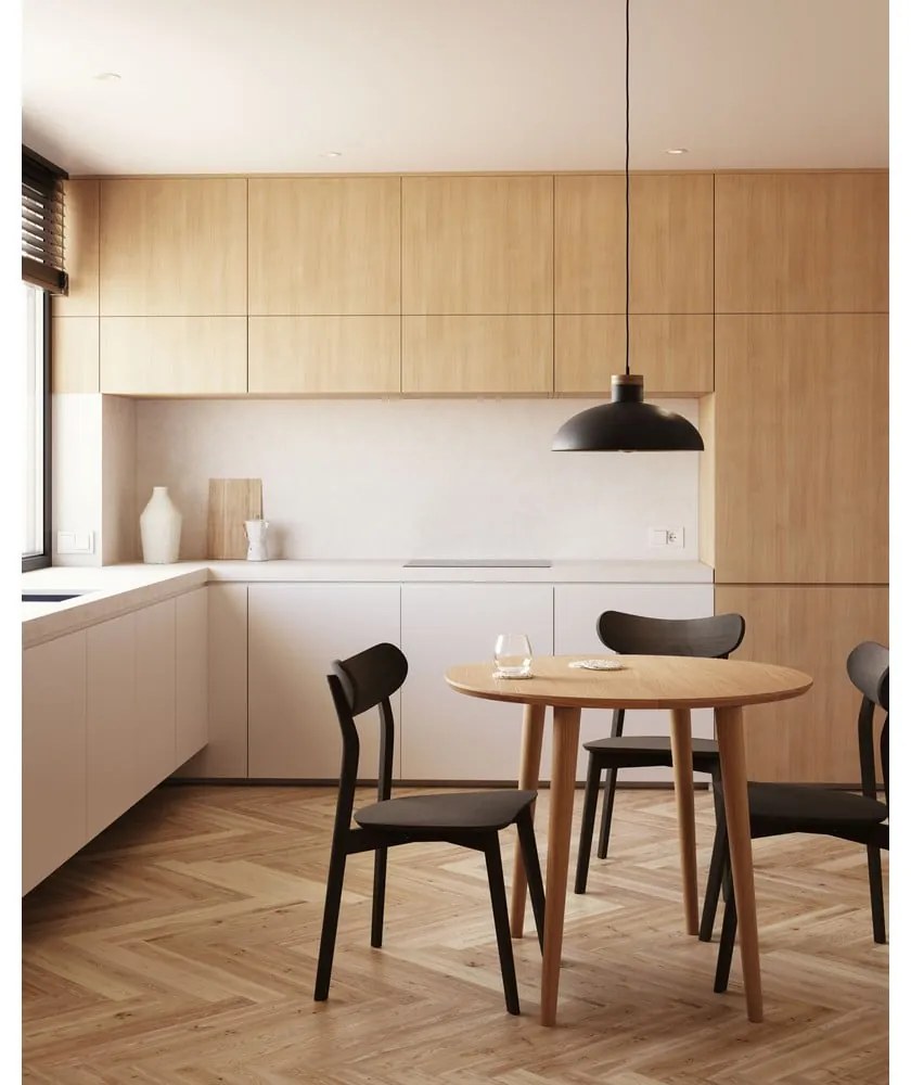 Barna étkezőszék szett tölgyfa dekorral, 2 db-os Safina – Kave Home