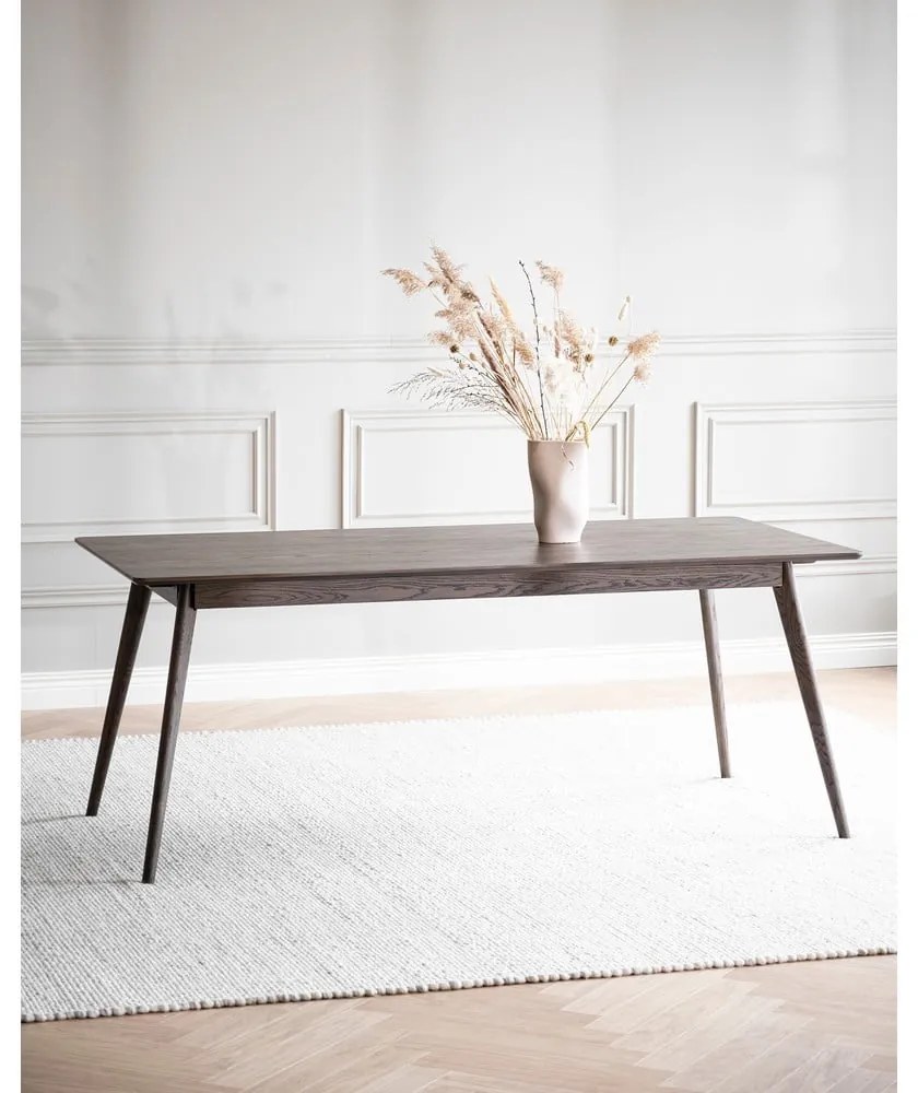 Sötétbarna bővíthető étkezőasztal tölgyfa dekorral 90x190 cm Yumi – Rowico