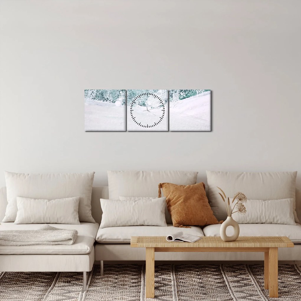Kép - Türkiz absztrakció (órával) (90x30 cm)