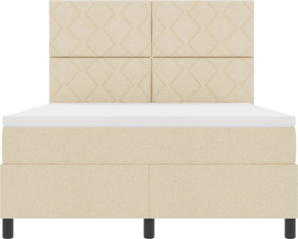 vidaXL Boxrugós ágy matracmal leddel Krém 160 x 200 cm szövet