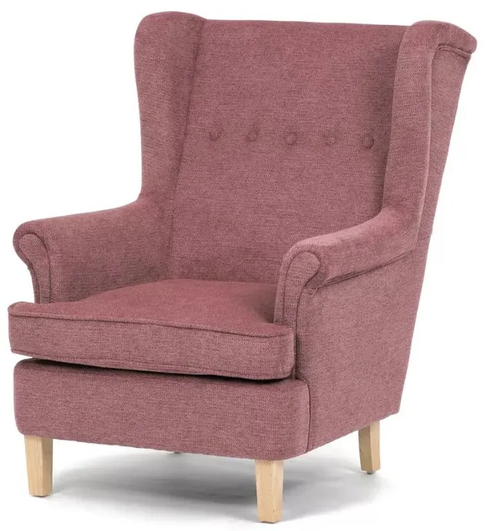 Pihenőfotel, vintage rózsaszín szövet kárpittal, AK-388 Belföldi raktárról