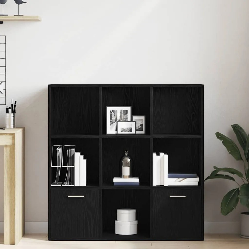 fekete tölgy színű szerelt fa könyvszekrény 98x29x97,5 cm