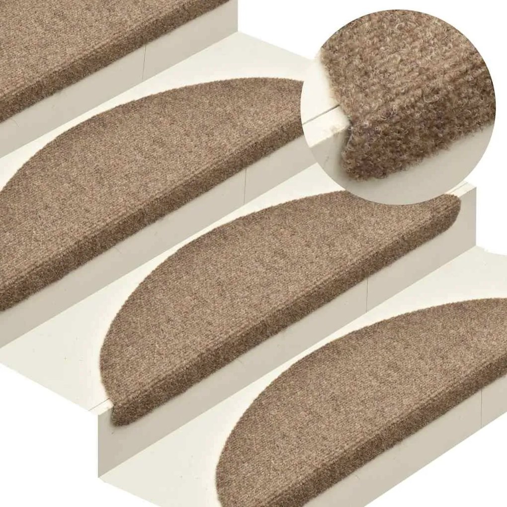 öntapadós lépcsőszőnyegek 30 db 56 x 17 x 3 cm bézs félkör alakú