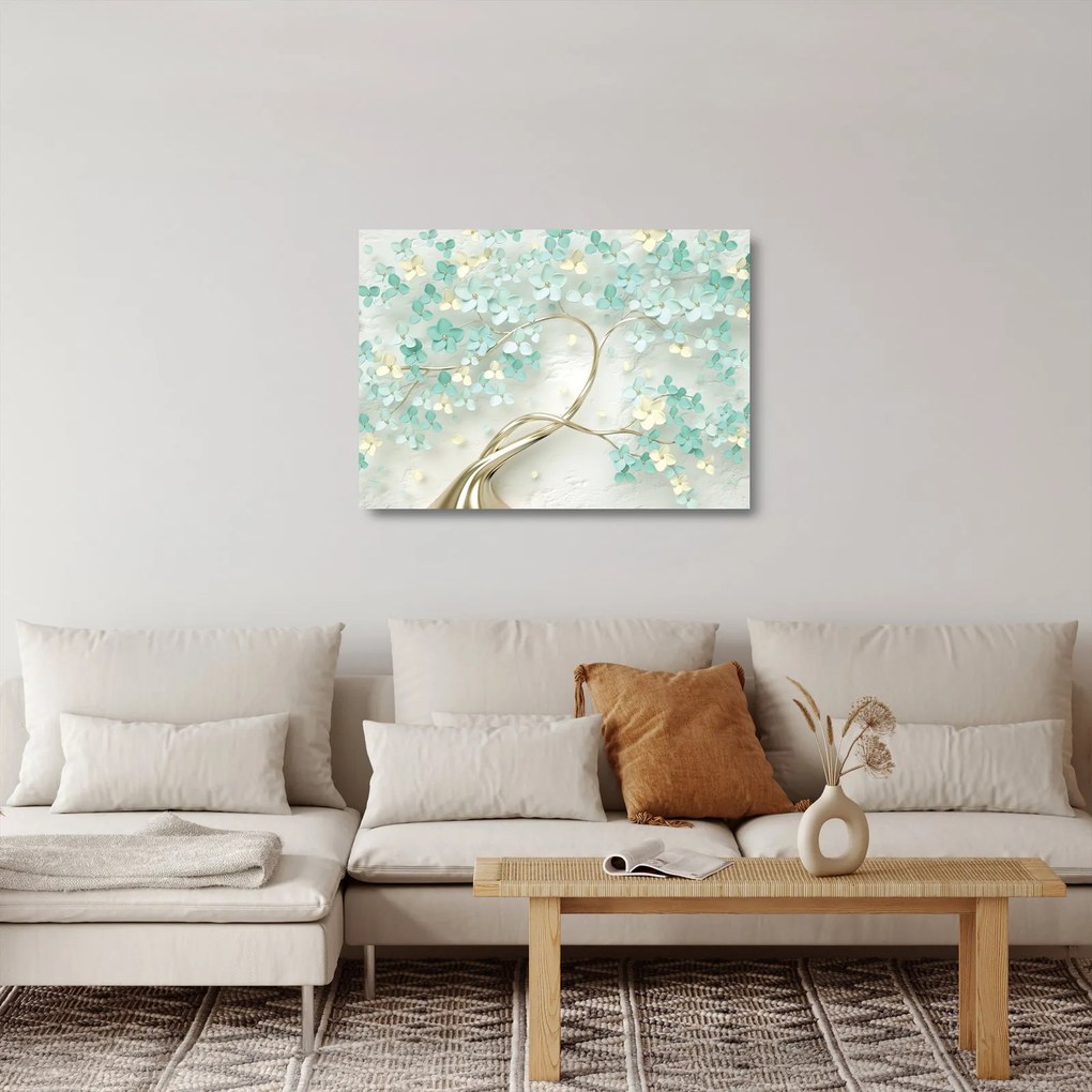 Kép - Arany virágzó fa (üvegen) (70x50 cm)