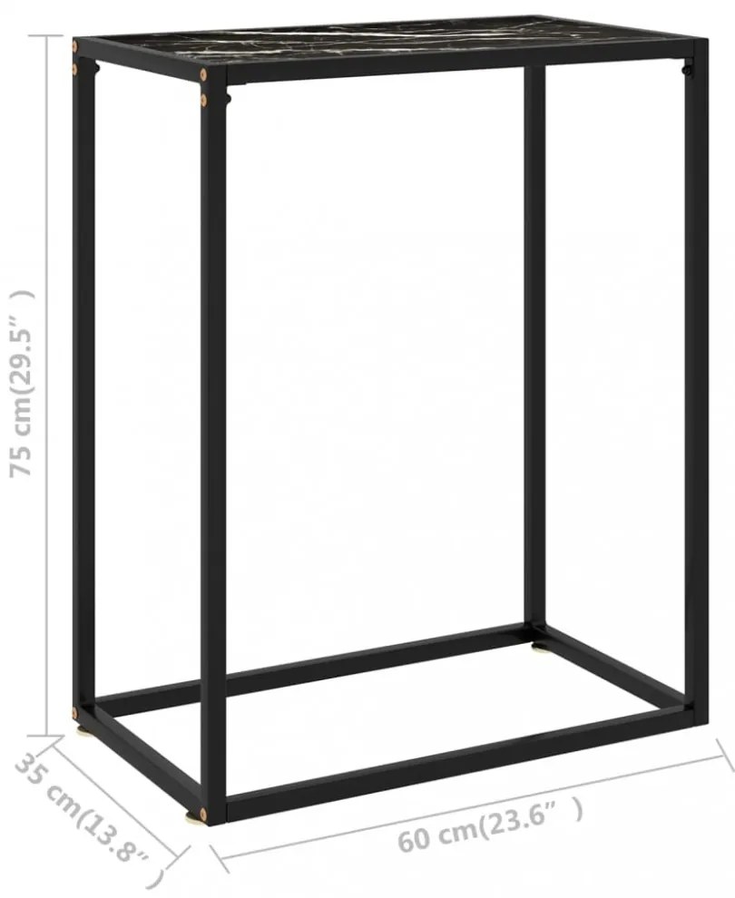fekete edzett üveg tálalóasztal 60 x 35 x 75 cm