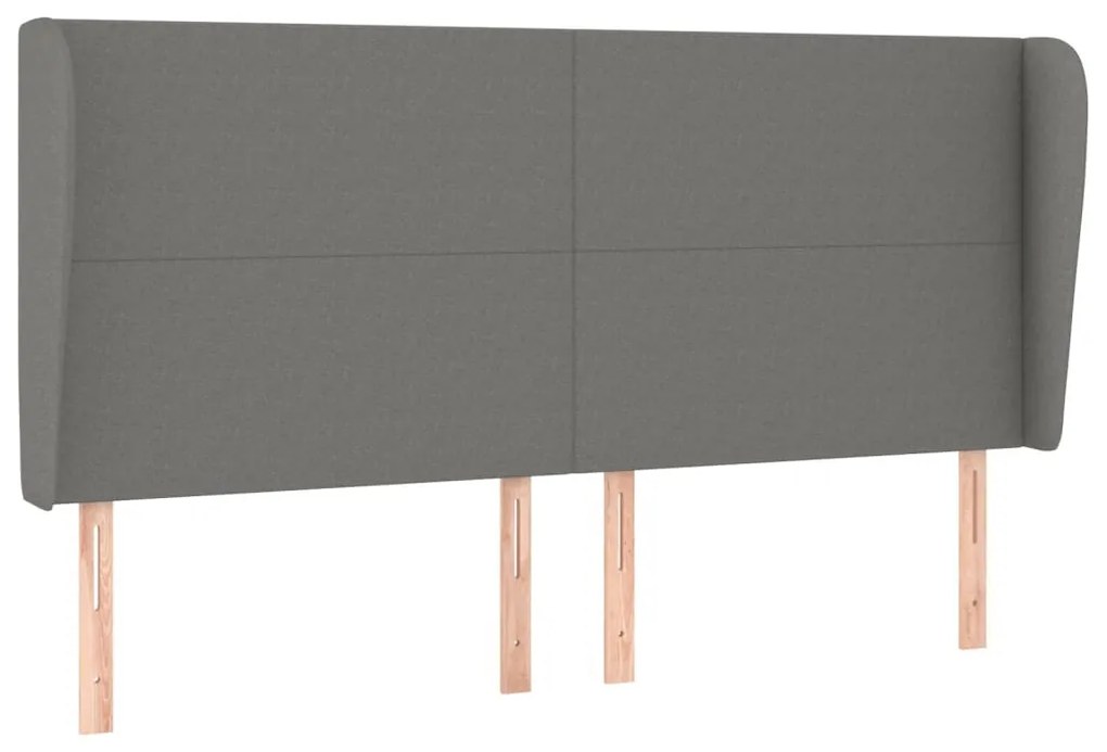 sötétszürke szövet fejtámla szárnyakkal 183x23x118/128 cm